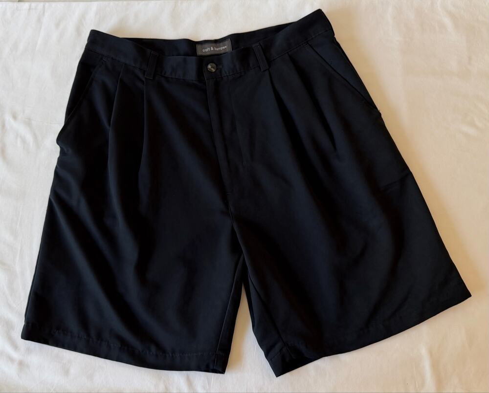 Croft & Barrow Black Pleated Casual Golf Shorts Men’s Size 34